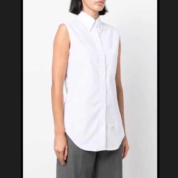 THOM BROWNE Sleeveless Pointed Collar Shirt 46